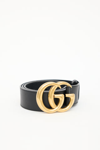 Gucci Black Leather GG Marmont Belt