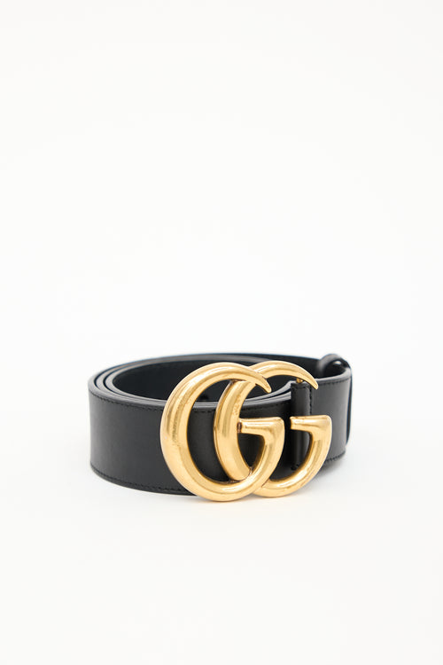 Gucci Black Leather GG Marmont Belt