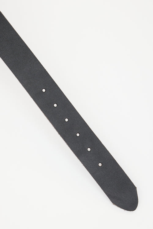 Gucci Black Leather Engraved GG Marmont Belt