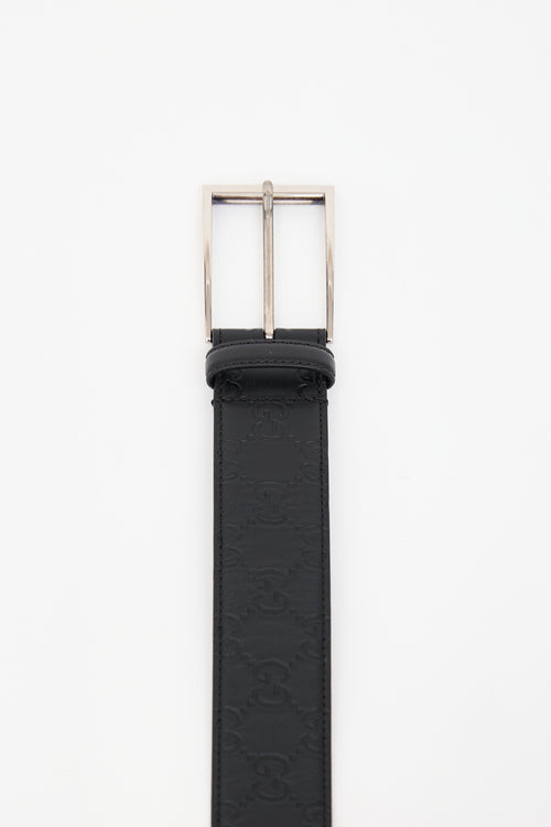 Gucci Black Leather GG Supreme Belt