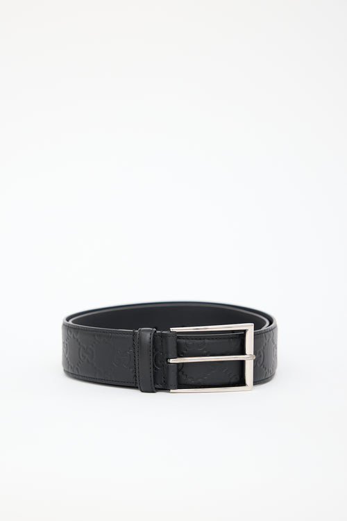 Gucci Black Leather GG Supreme Belt