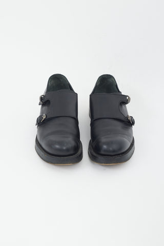 Gucci Black Leather Monk Strap Shoe