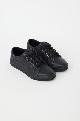 Gucci Black Leather 
Canvas GG Sneaker