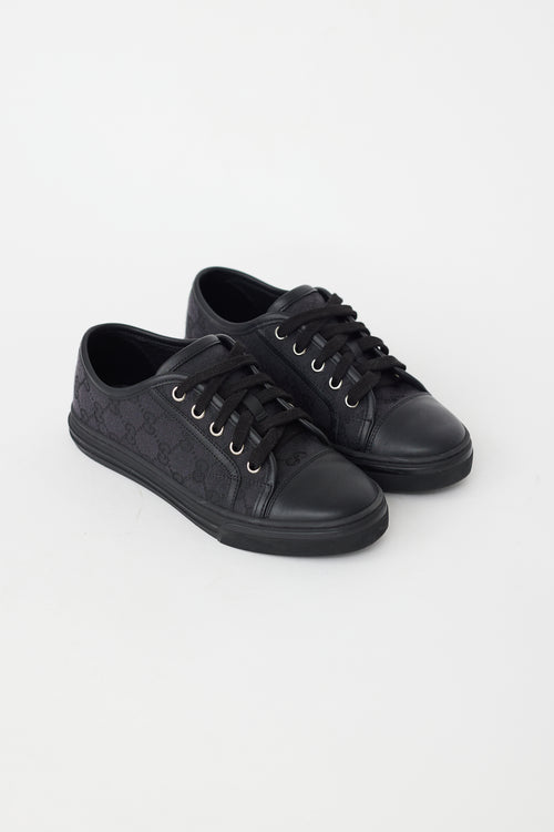 Gucci Black Leather 
Canvas GG Sneaker