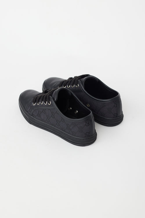 Gucci Black Leather 
Canvas GG Sneaker