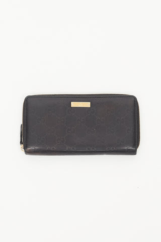 Gucci Black Monogram Leather Zip Wallet