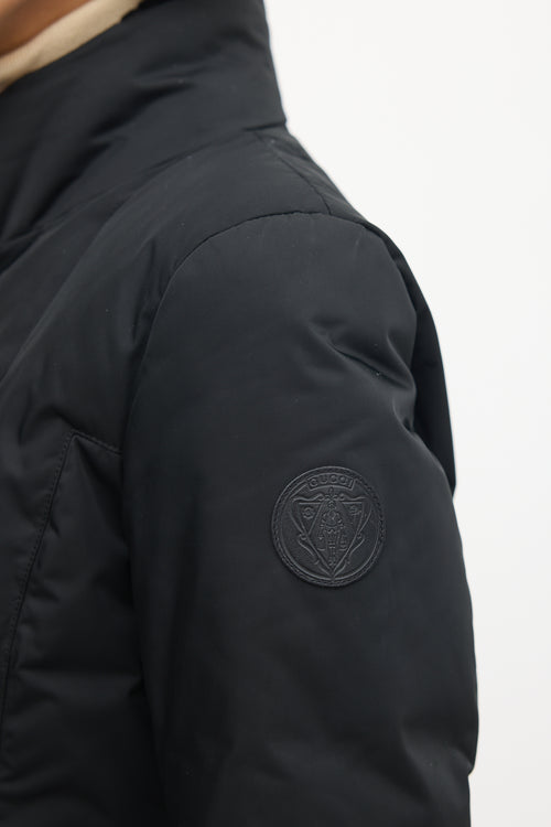 Gucci Black Nylon Down Ribbed Jacket