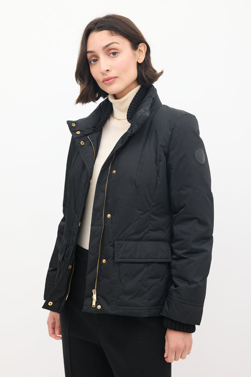 Gucci Black Nylon Down Ribbed Jacket