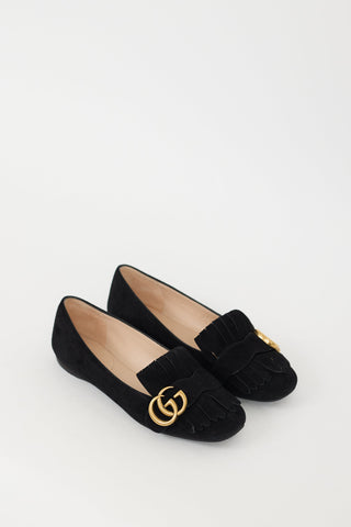 Gucci Black Suede Marmont Fringe Flat