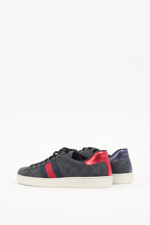 Gucci Black 
Multi GG Supreme Canvas Ace Sneaker