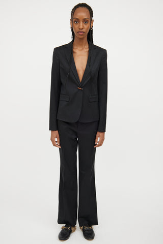 Gucci Black Bamboo Detail Blazer 
Pant Set