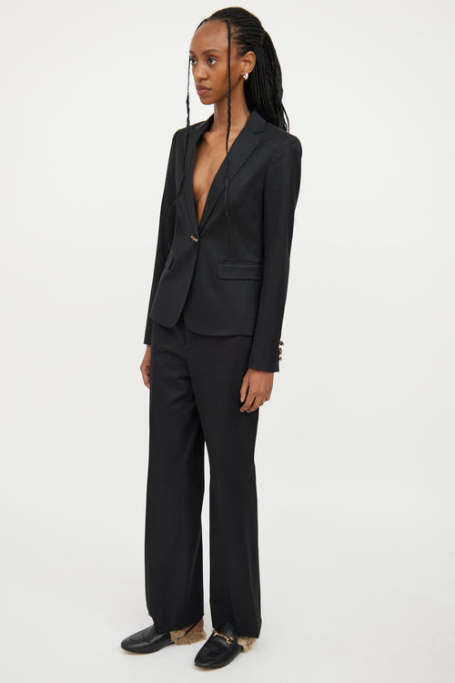 Gucci Black Bamboo Detail Blazer 
Pant Set