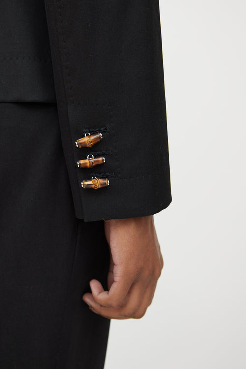 Gucci Black Bamboo Detail Blazer 
Pant Set