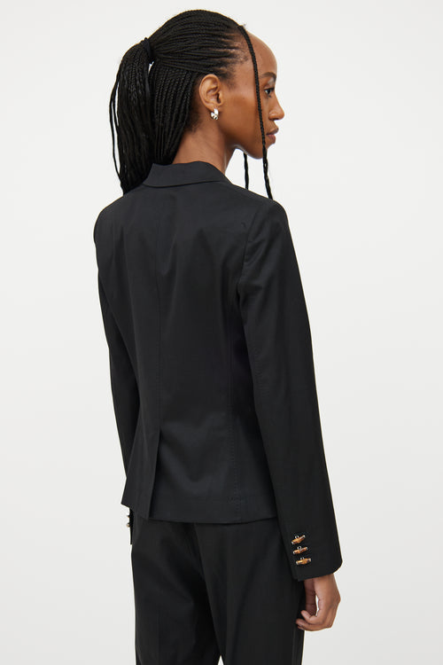 Gucci Black Bamboo Detail Blazer 
Pant Set