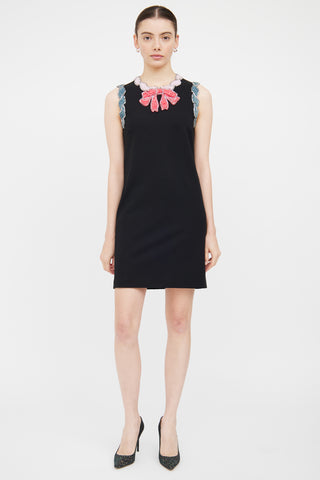 Gucci Black 
Multi Velvet 
Crystal Bow Dress