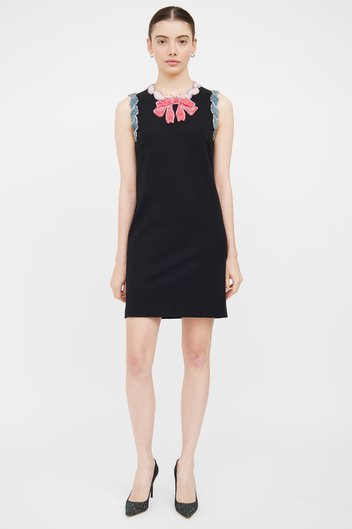 Gucci Black 
Multi Velvet 
Crystal Bow Dress