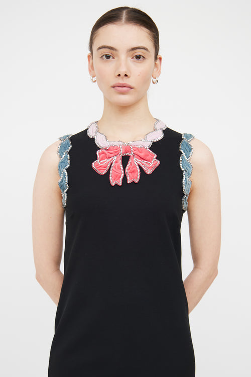 Gucci Black 
Multi Velvet 
Crystal Bow Dress