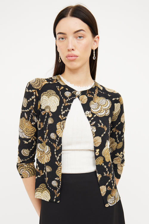 Gucci Black Shell Print Cardigan