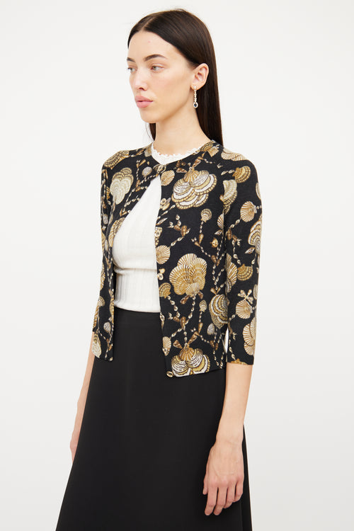 Gucci Black Shell Print Cardigan