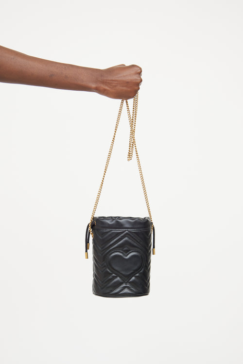 Gucci Black GG Marmont Chain Bucket Bag