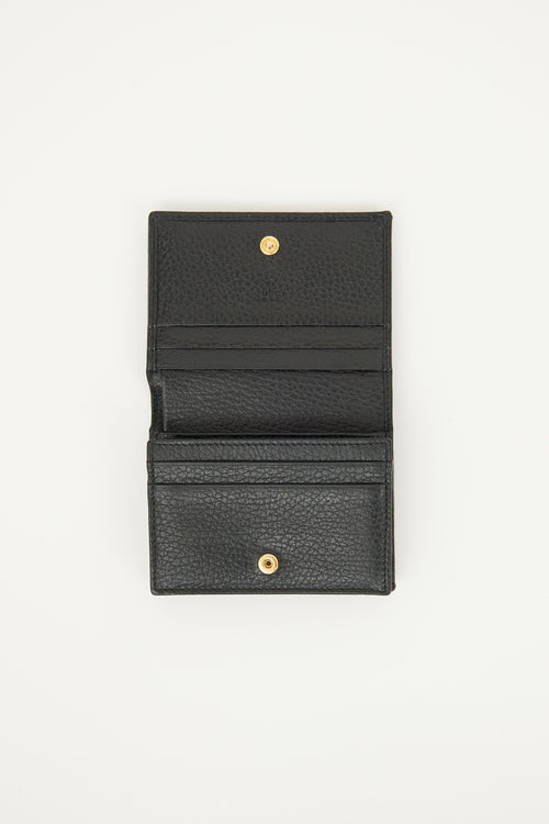 Gucci Black Leather GG Compact Wallet