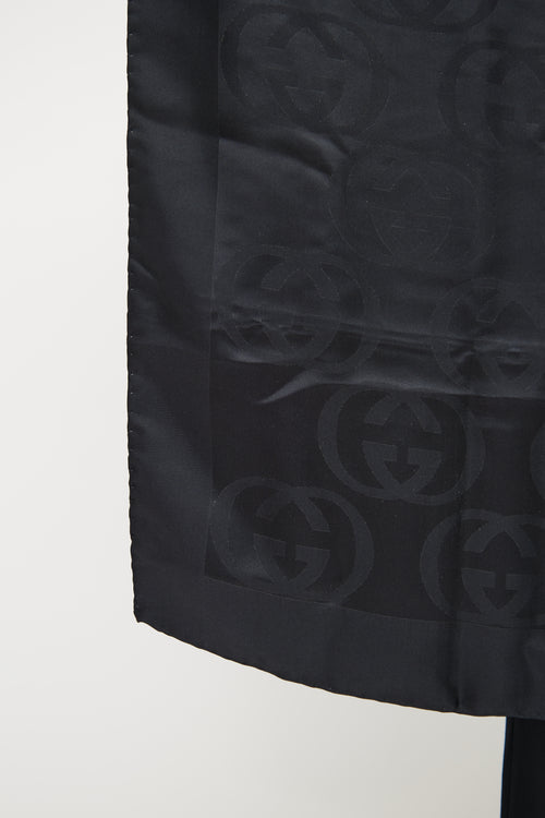 Gucci Black Interlocking G Silk Scarf