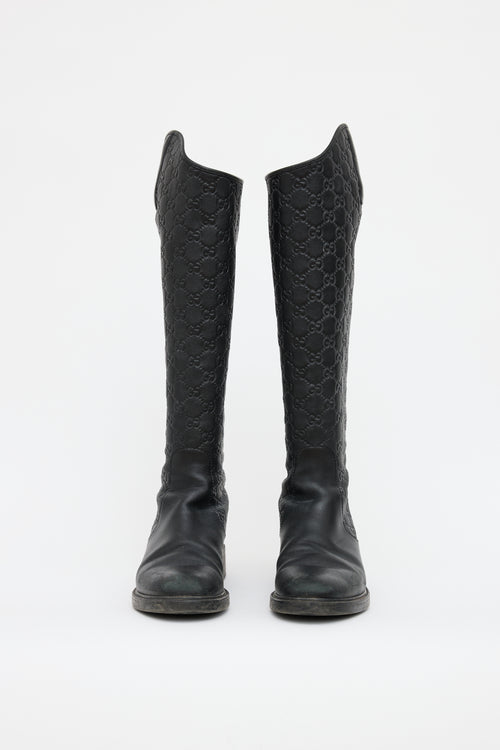 Gucci Black Guccissima Knee High Boot