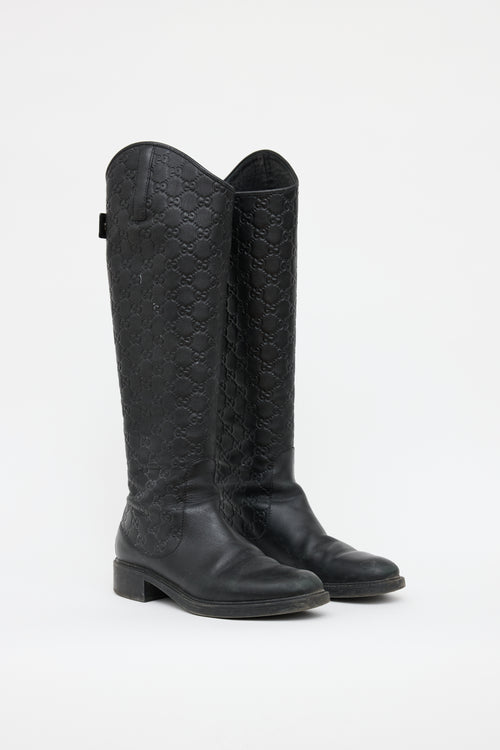 Gucci Black Guccissima Knee High Boot