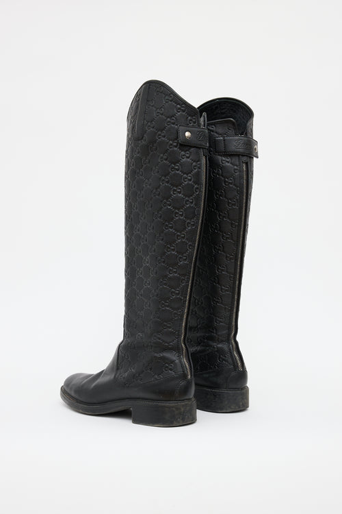 Gucci Black Guccissima Knee High Boot