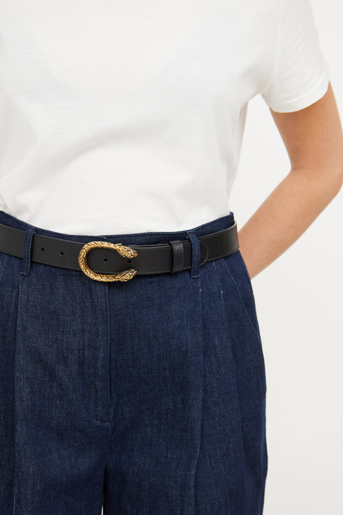 Gucci Black Leather Dionysus Belt