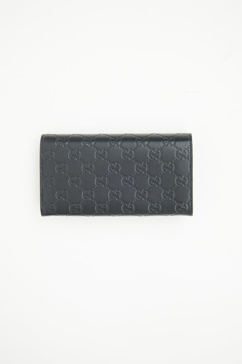 Gucci Black Guccissima Continental Bow Wallet