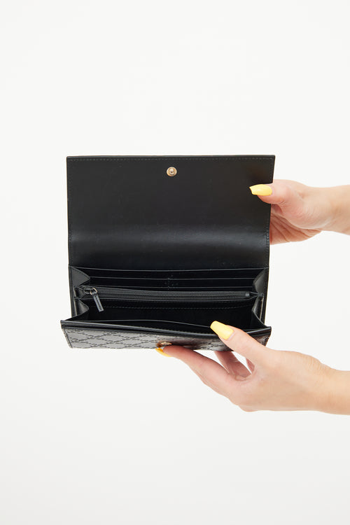 Gucci Black Guccissima Continental Bow Wallet