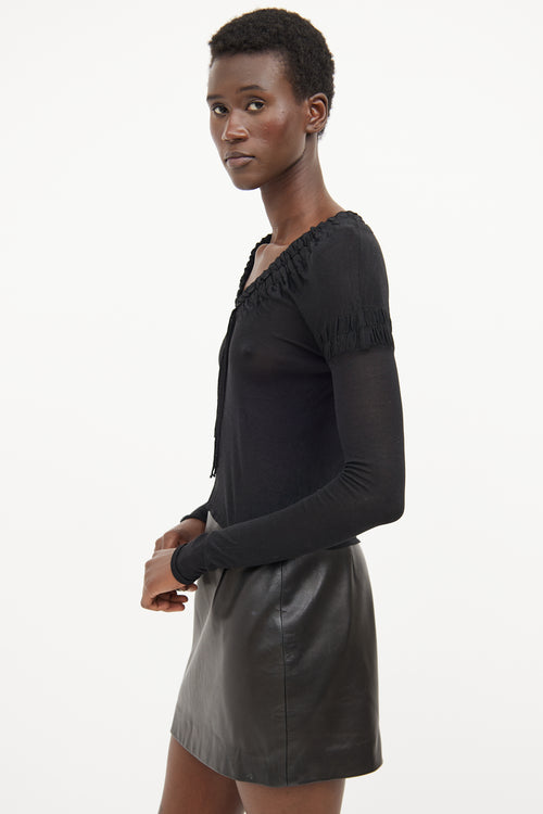 Gucci Black Silk Ruched 
Tied Top