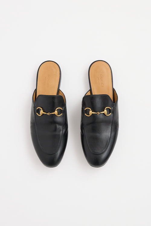 Gucci Black Leather Princetown Mule