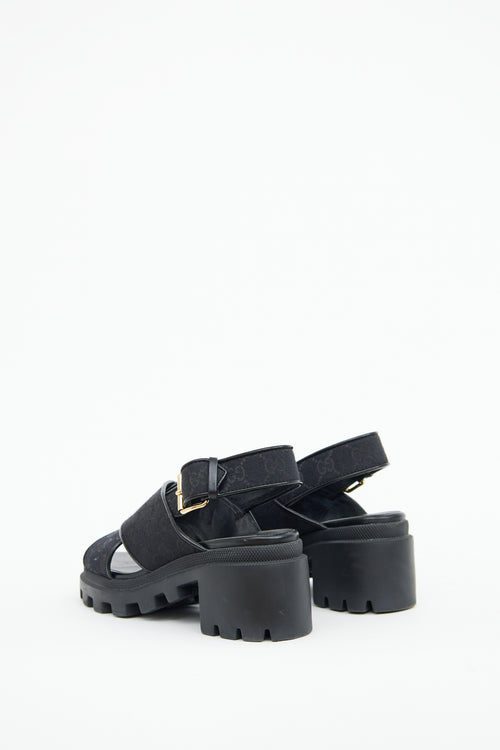 Gucci Black GG Lug Sole Sandal