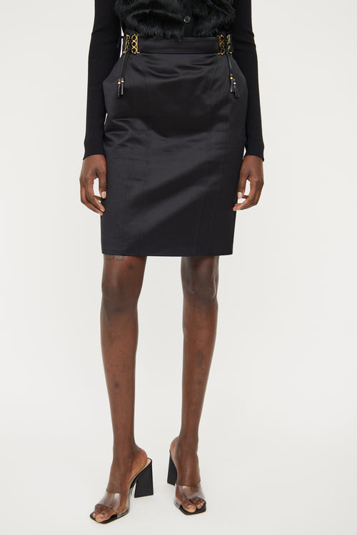 Gucci Black Gold Detail Pencil Skirt