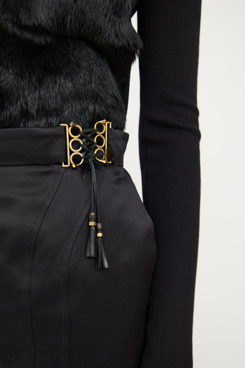 Gucci Black Gold Detail Pencil Skirt