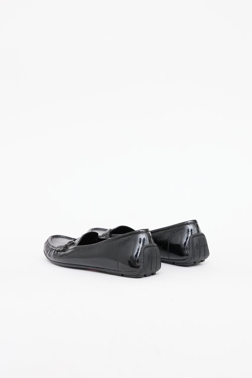 Gucci Black Patent Horsebit Driving Loafer