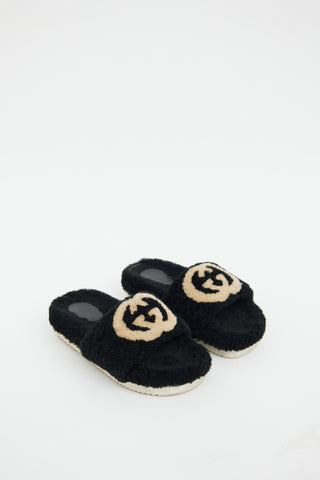 Gucci Black Shearling GG Slide