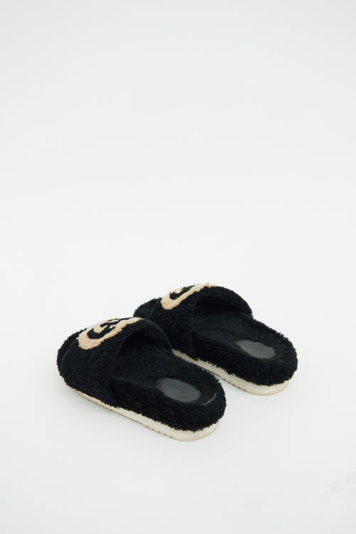 Gucci Black Shearling GG Slide