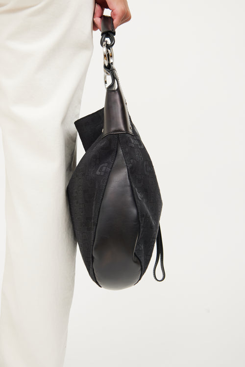 Gucci Black Canvas Horsebit Shoulder Bag