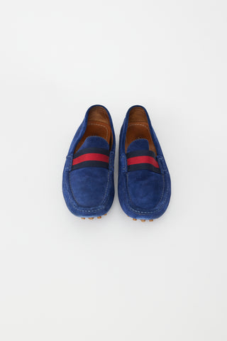 Gucci Blue Suede Web Driver Loafer