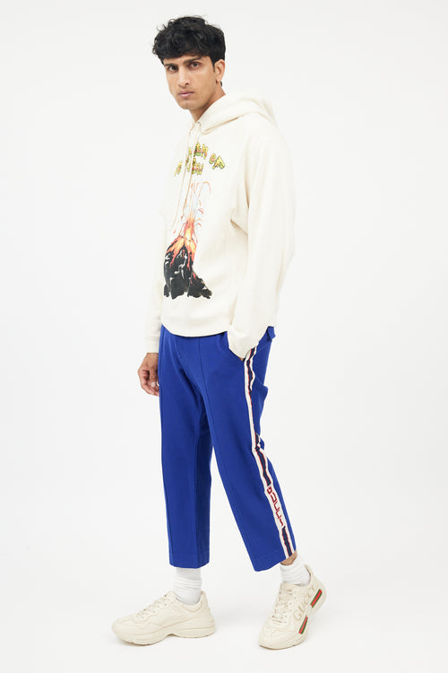 Gucci Blue 
Cream Logo Cropped Trouser