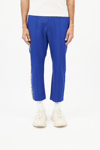 Gucci Blue 
Cream Logo Cropped Trouser