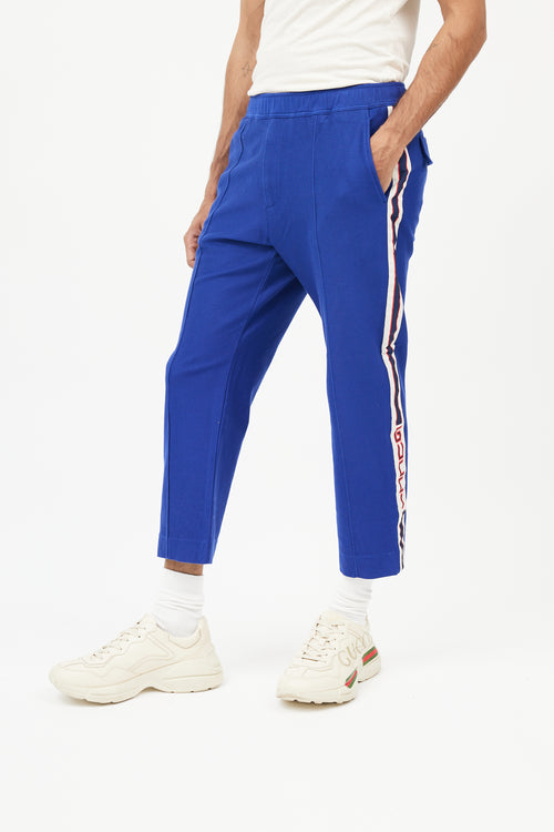 Gucci Blue 
Cream Logo Cropped Trouser