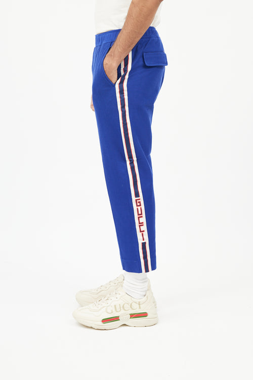 Gucci Blue 
Cream Logo Cropped Trouser