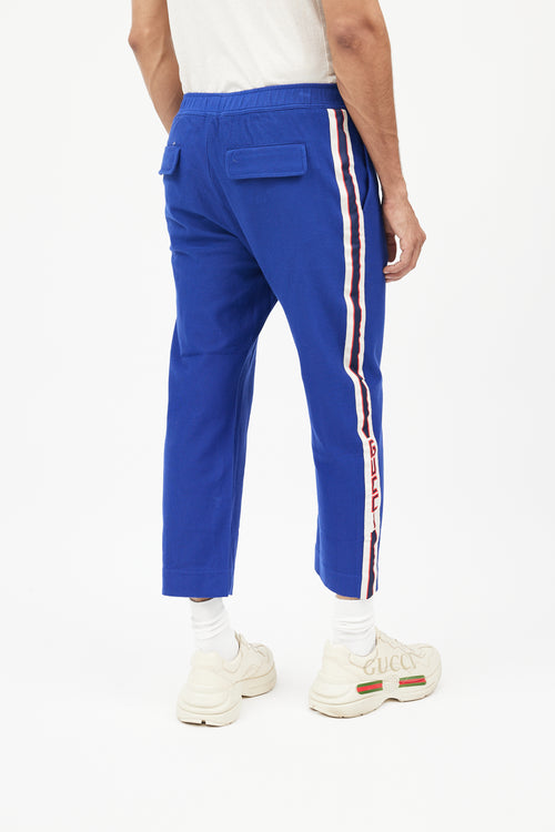 Gucci Blue 
Cream Logo Cropped Trouser