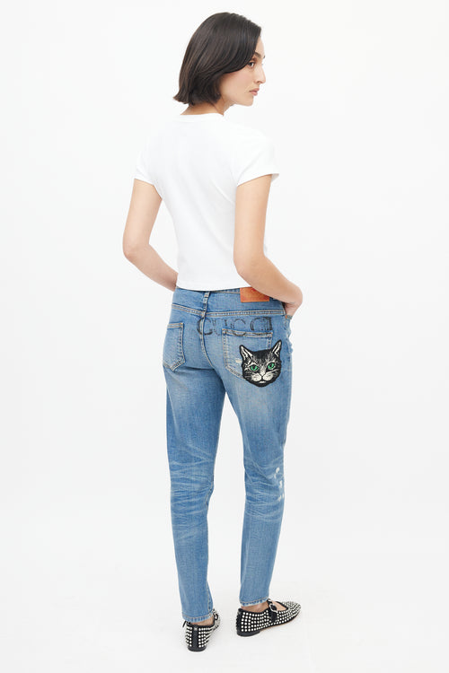 Gucci Blue Denim Patch Jeans