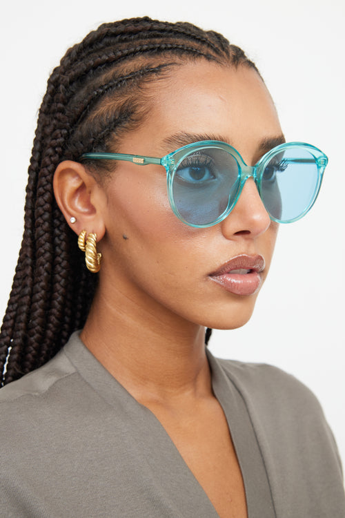 Gucci Blue Oversized Round GG0257S Sunglasses