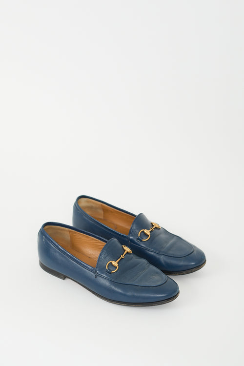 Gucci Navy Leather Jordaan Loafer